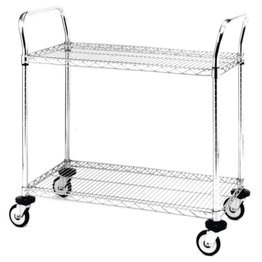 Metro MW605 Mobile Utility Cart with Two Wire Chrome Shelves, 18" x 36" x 39"