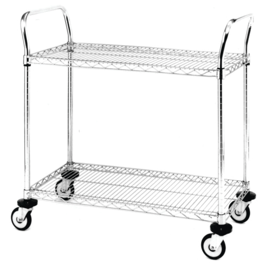 Metro MW611 Mobile Utility Cart with Two Wire Chrome Shelves, 24" x 36" x 39"