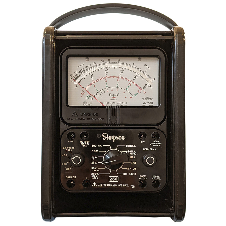 Simpson Electric 12392 Analog Multimeter, 268-8PRT, 36 Measurement Ranges, Protected, Roll Top Case