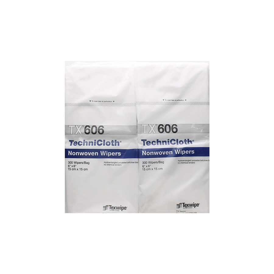 ITW Texwipe TX606 Cleanroom Wipes, TechniCloth Cellulose/Polyester Blend, 6"x6", 600/Bag