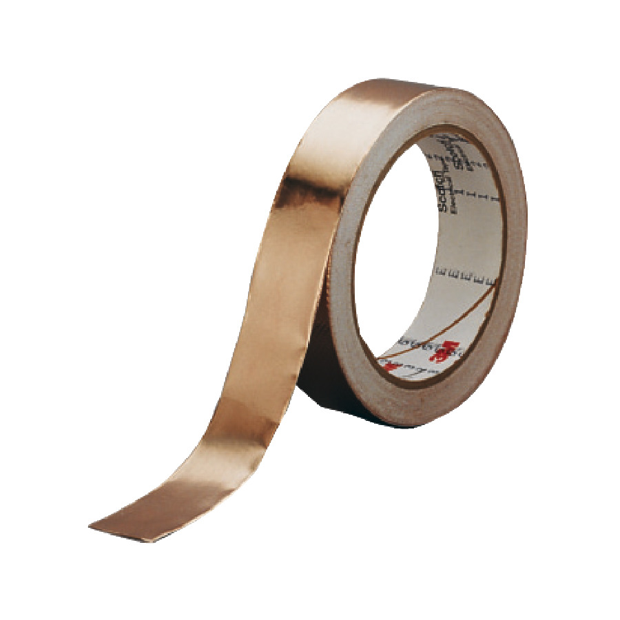 3M 1181-2 Smooth Copper Foil Conductiv Acrylic Adhesive Tape, 2.6mm Total, 2"