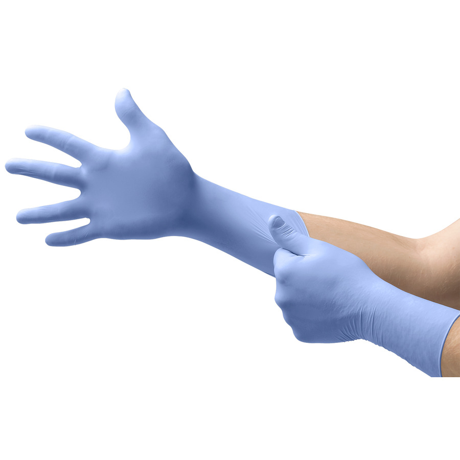 MICROFLEX 162636 Gloves, Nitrile, Powder Free, Ext. Cuff, Blue, Medium, 50/Bx, FreeForm Series