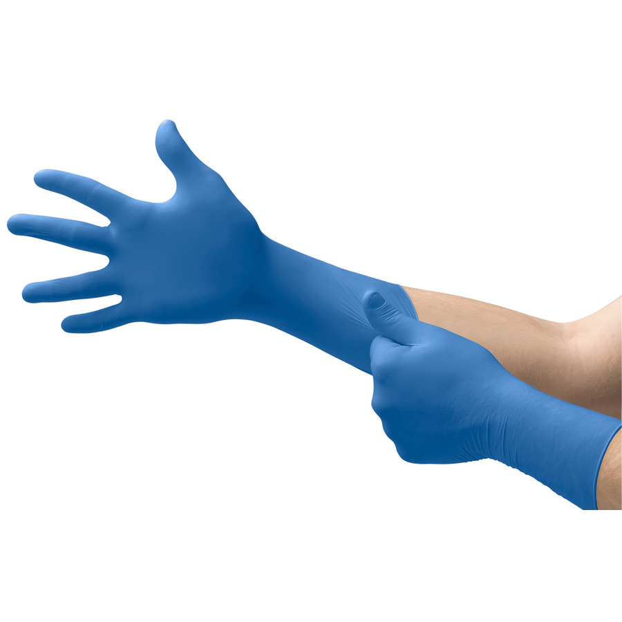 MICROFLEX 162773 Gloves, Latex, Powder Free, Textured, Blue, Small, 50/Bx, Mega Pro L85 Series