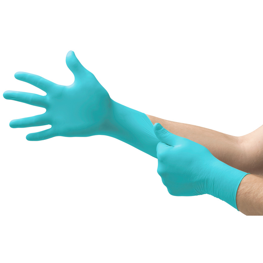 MICROFLEX 163101 Gloves, Nitrile, Powder Free, Textured, Teal, XS, 100/Bx, Aloe Sense Series