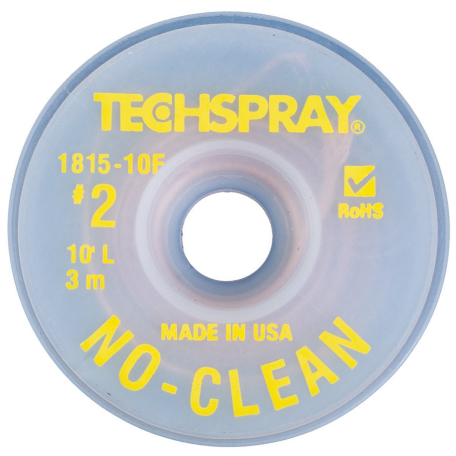 Techspray 181510F Solder Wick, NoClean, 0.055"x10 ft, Size 2, Yellow