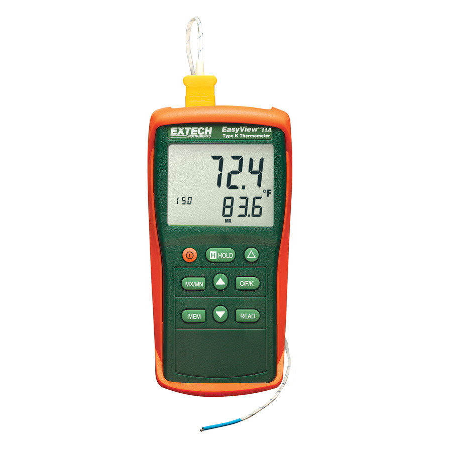 Extech EA11A Thermometer, Single Input, Type K, Dual LDC, Memory Function, Compact, EasyView Series