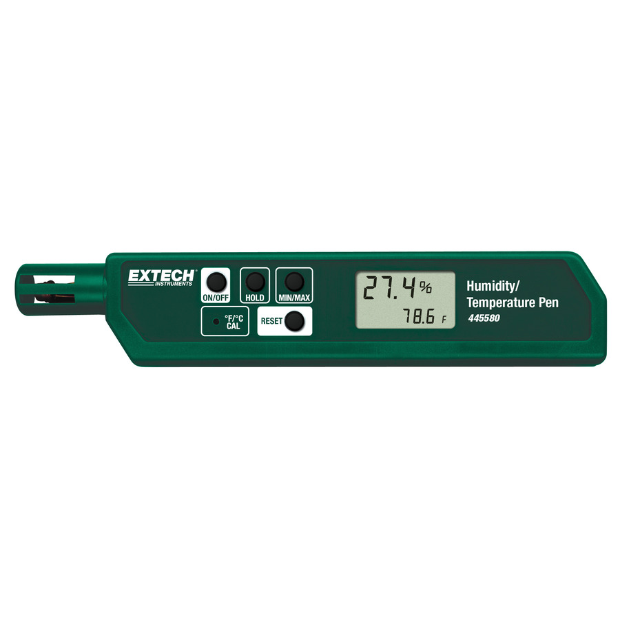 Extech 445580 Hygro-Thermometer, Pen Style, Digital, RH/Temp, Compact, Max/Min Data Hold, Field Use