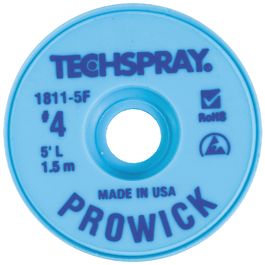 Techspray 18115F Desoldering Braid, Pro Wick, Type R Rosin, 0.980"x5