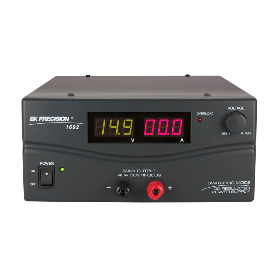 B&K Precision 1692 DC Power Supply, Single Output, 15V, 40A, 600W, 120VAC, Basic Series