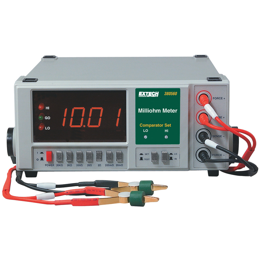 Extech 380560 Milliohm Meter, Resolution Down to 0.01 microohm, 7 Ranges for Wide Low Resistance