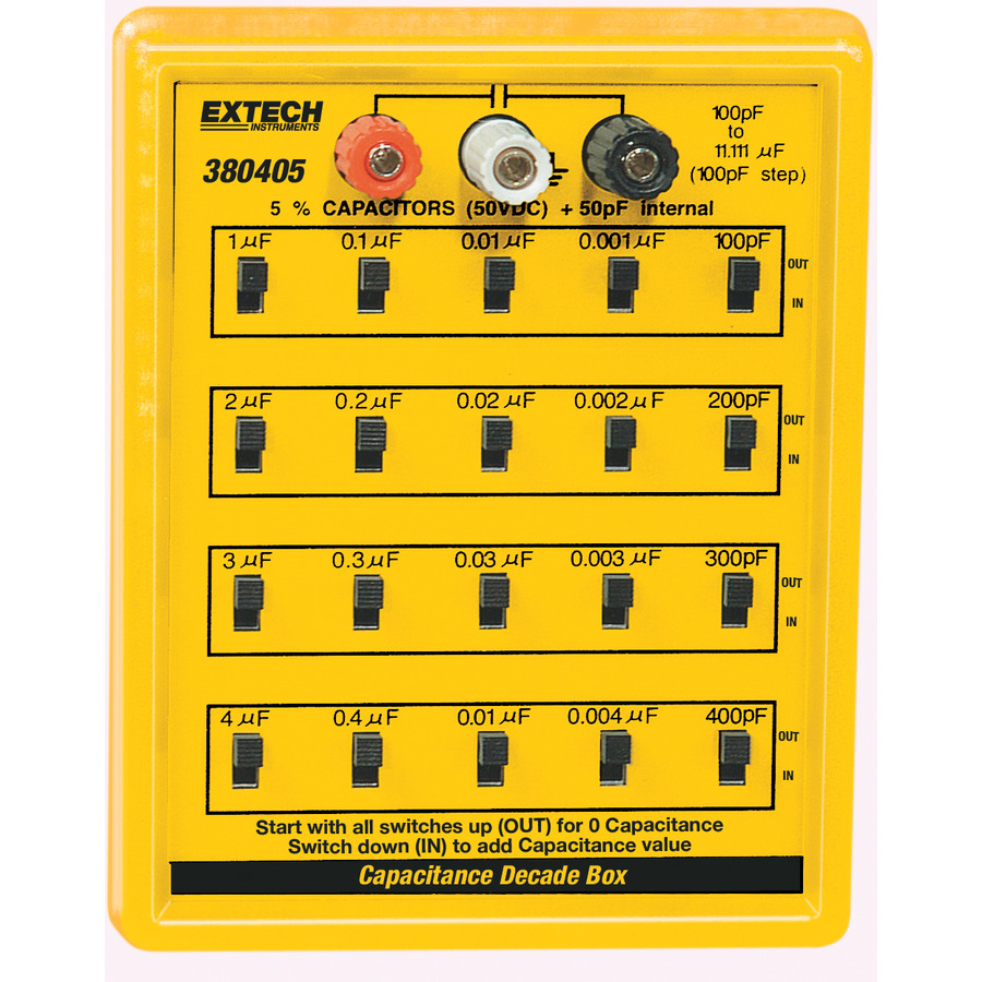 Extech 380405 Resistance Decade Box, 5 Decade Ranges, 3 Binding Post, 5% Resistance Substitution