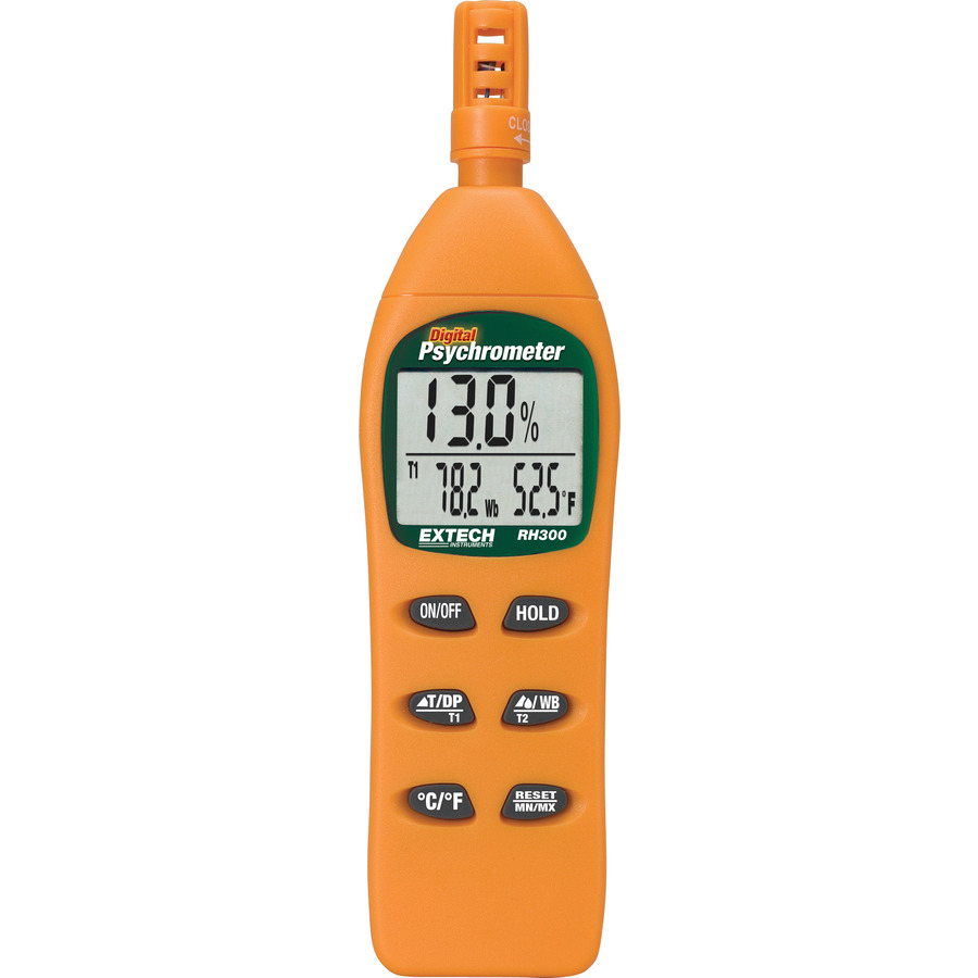 Extech RH300 Hygro-Thermometer, Psychrometer, RH/Temp/Dew-Point/Wet-Bulb, Compact, Data Hold