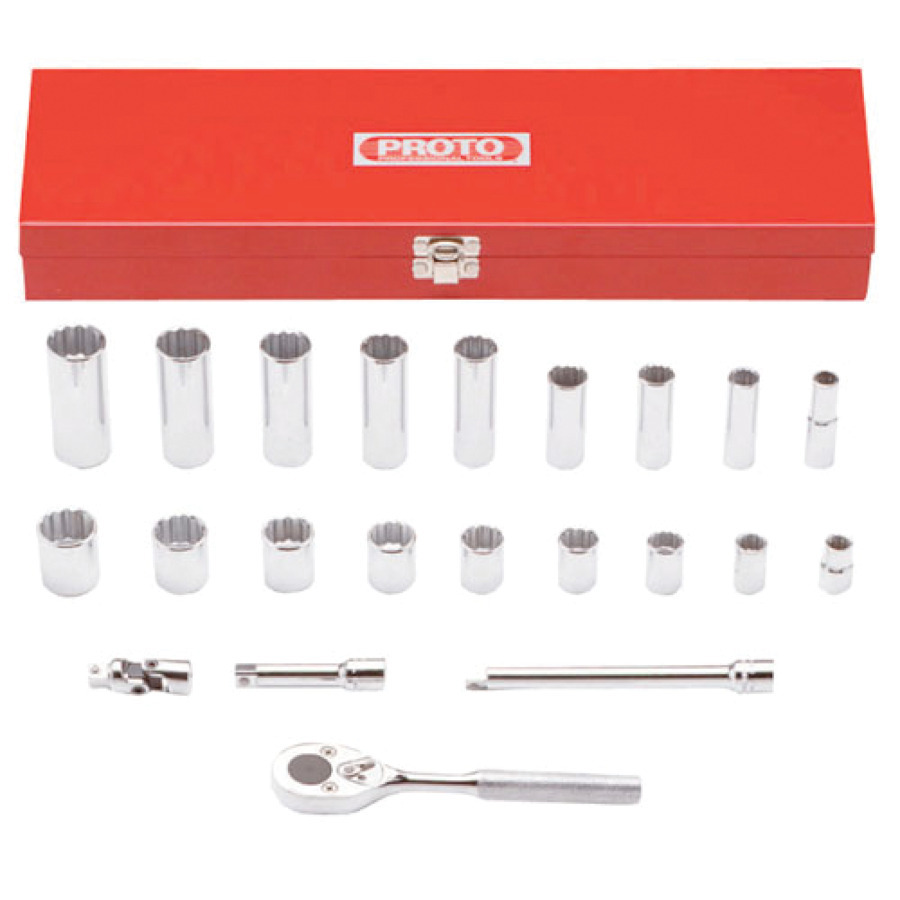 TestEquity: Proto J52136 Socket Set with Box, 22 Pieces, 3/8