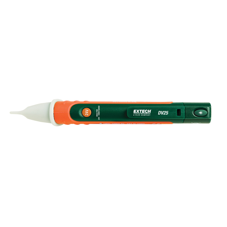 Extech DV25 Voltage Detector, AC, Non-Contact, Dual Range, w/Flashlight, Compact, 24 to 1000VAC