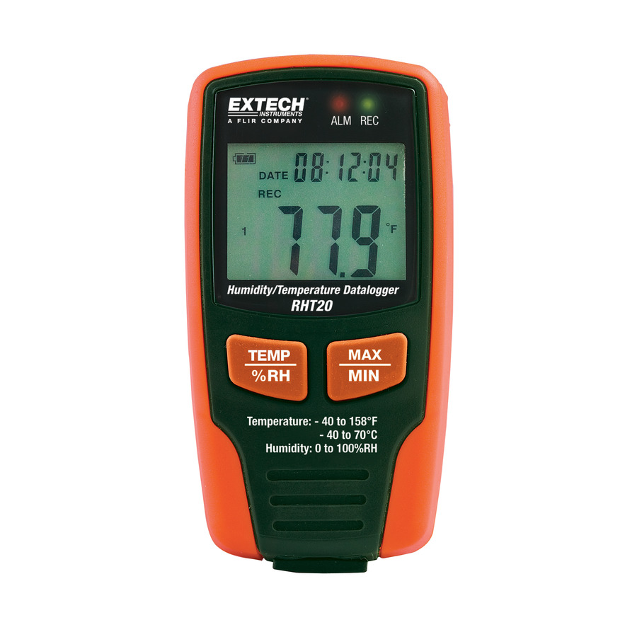 Extech RHT20 Temperature/Humidity Datalogger, USB, Up to 16000 readings, Programable Sample Rate