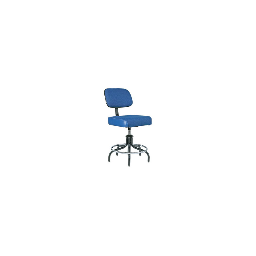 Bevco 2200/5E Bevco Evanston - E Upholstered Navy Blue ESD Fabric Chair, Adjustable Back, 5-Legged Tubular Steel Base w/Welded Footring, ESD Chrome Glides , 19"-24" Seat Height Adj., 300lb Weight Capacity, 12yr Warranty