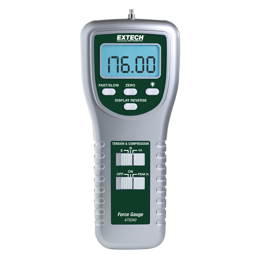 Extech 475040 Force Gauge, Digital, Push/Pull, kg/lbs/oz, 5 Digit LCD, 0.4 Percent Accuracy, w/Case