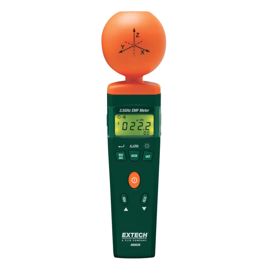 Extech 480836 RF EMF Strength Meter, High Frequency 50MHz-3.5GHz, Non-Directional, 3 Channel Probe