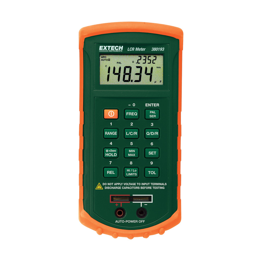 Extech 380193 LCR Meter, Measures Inductance/Capacitance/Resistance, Hi/Low Limits, Test Fixture