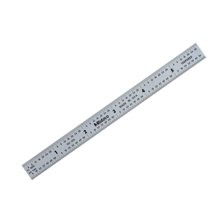 Mitutoyo 182-105, regla de acero, 6 pulgadas x 150 mm, (1/32, 1/64