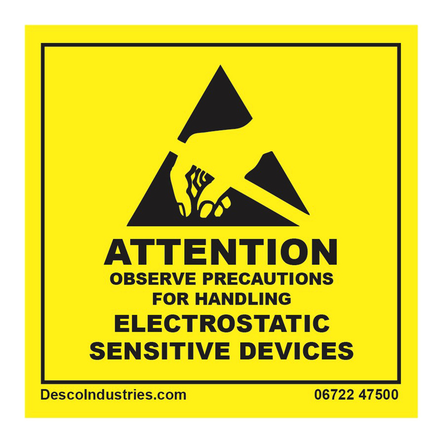 Desco 06722 English Static Awareness Label, 2" x 2", 500/Roll