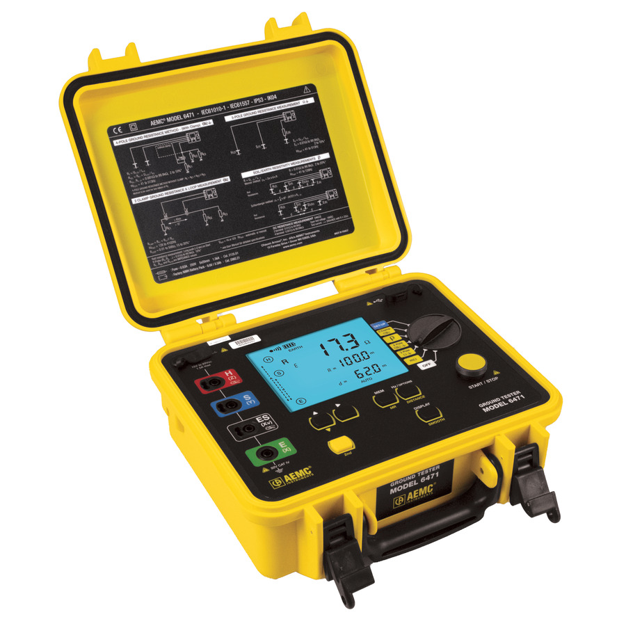 AEMC Instruments 6471 Ground Resistance Tester, Digital, 3/4Point, Clamp-On, DataView Software