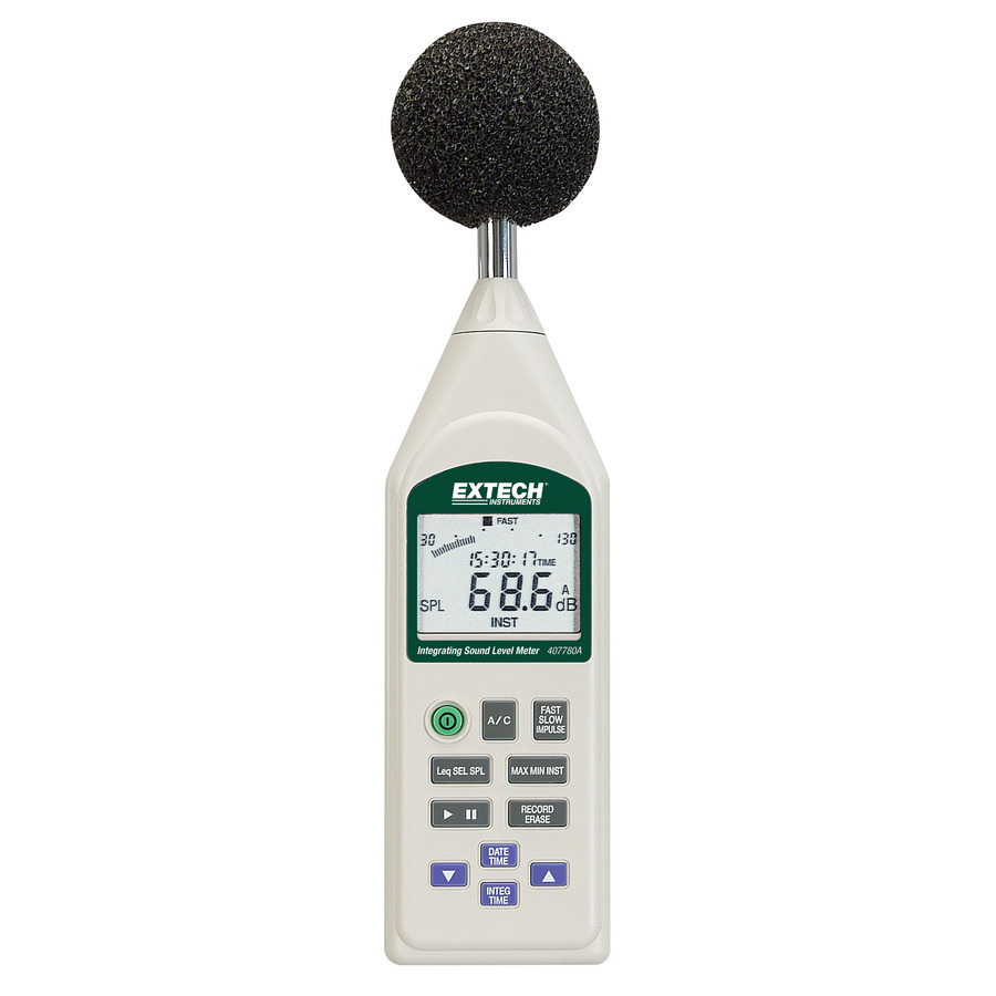 Extech 407780A Sound Level Meter/Datalogger, Integrating, w/USB, Leq/SEL, A & C Frequency, PC