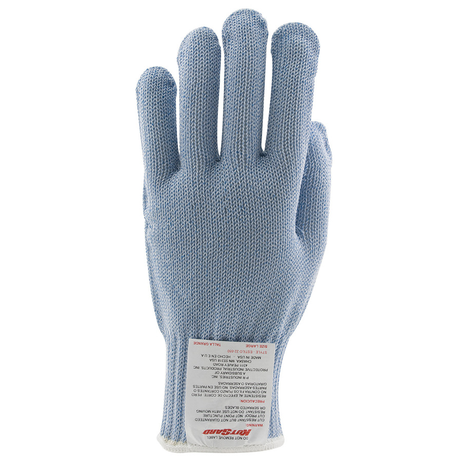 Kut Gard 22-650L Gloves, Cut Resistant, Seamless Knit, PolyKor Blended, Heavy Weight, Blue, L