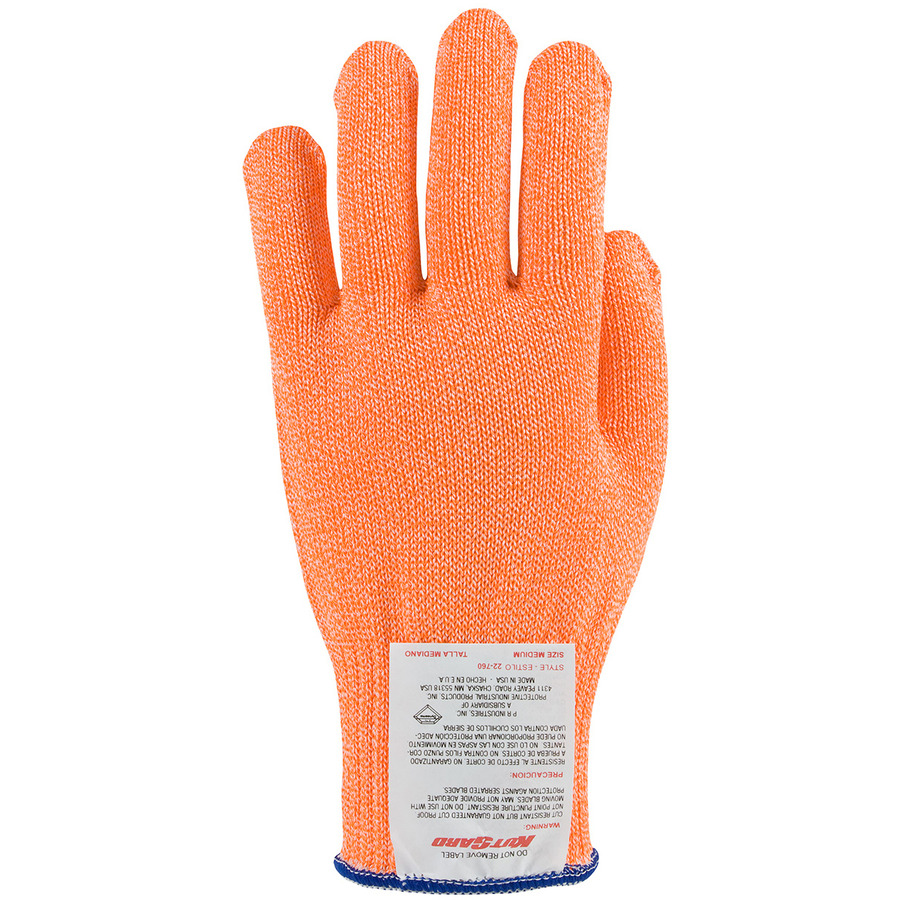 Kut Gard 22-760OR/S Gloves, Cut Resistant, Seamless Knit, Antimicrobial, Medium Weight, Orange, S