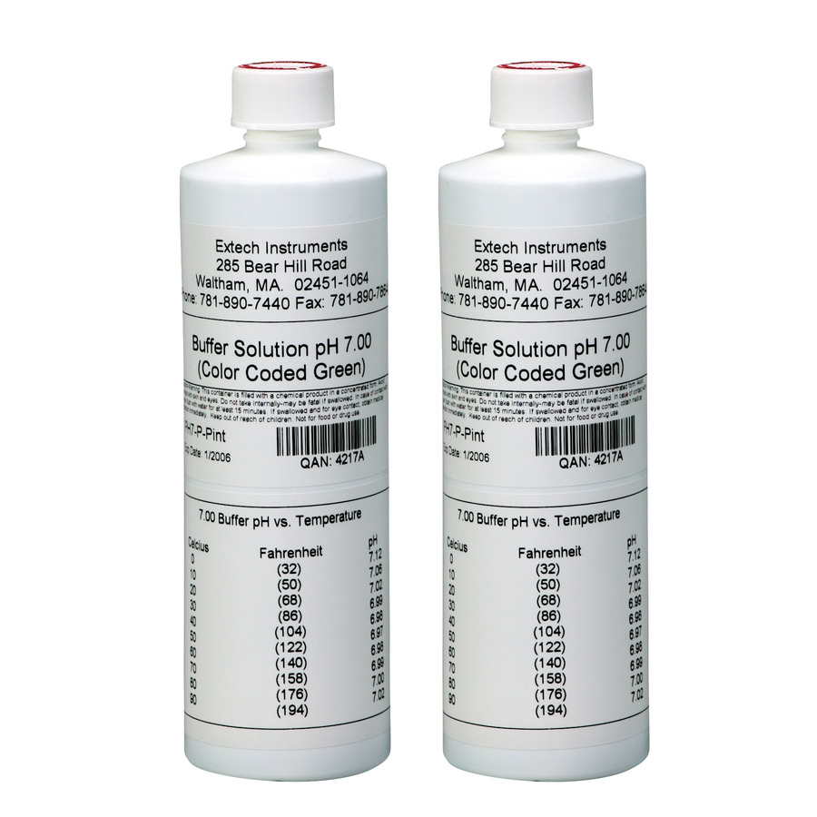 Extech PH7-P Buffer Solution, 7pH, 2 Bottles, Pint Size, for Calibration, Easy to Use