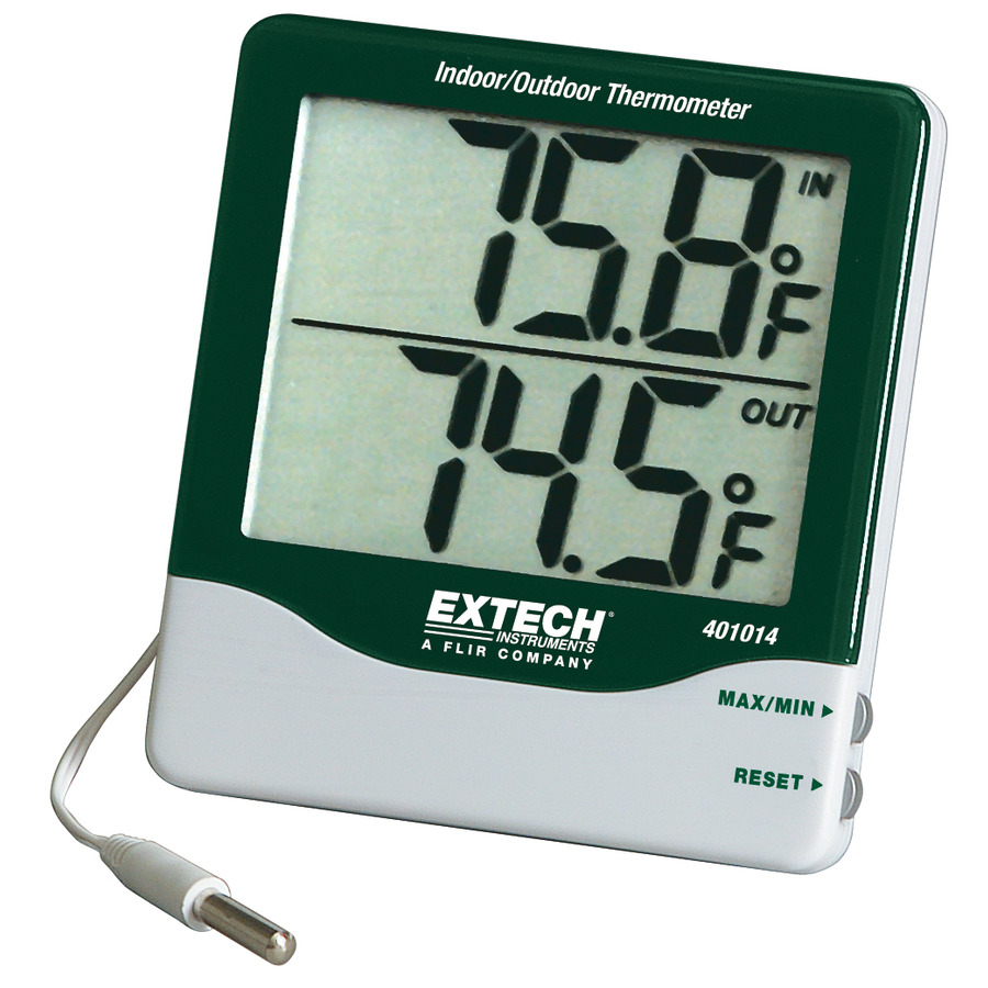 Extech 401014 Thermometer, Digital, Indoor/Outdoor Thermometer, Waterproof, Wall Mount, Large LCD