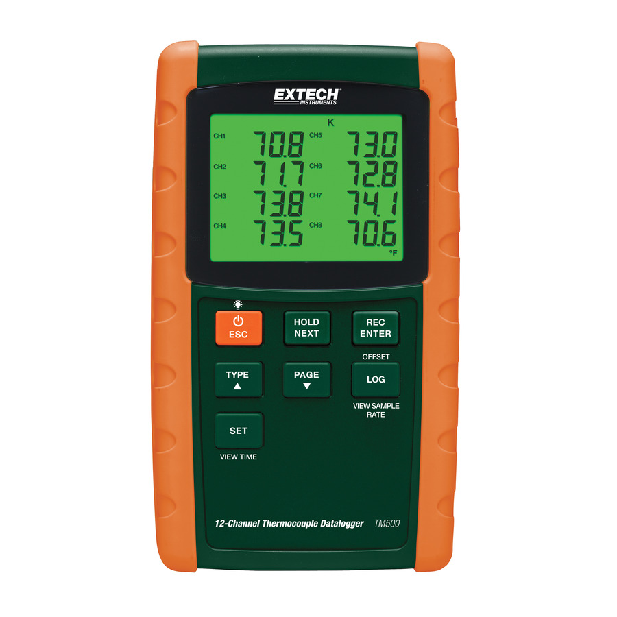 Extech TM500 Datalogging Thermometer, 12 Channel, 6 Thermocouple Types, RTD Probes, SD Card