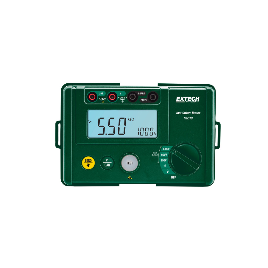 Extech MG310 Insulation/Resistance Tester, Digital, Compact, 1000V, 10MOhm, w/Snap-On Cover Case