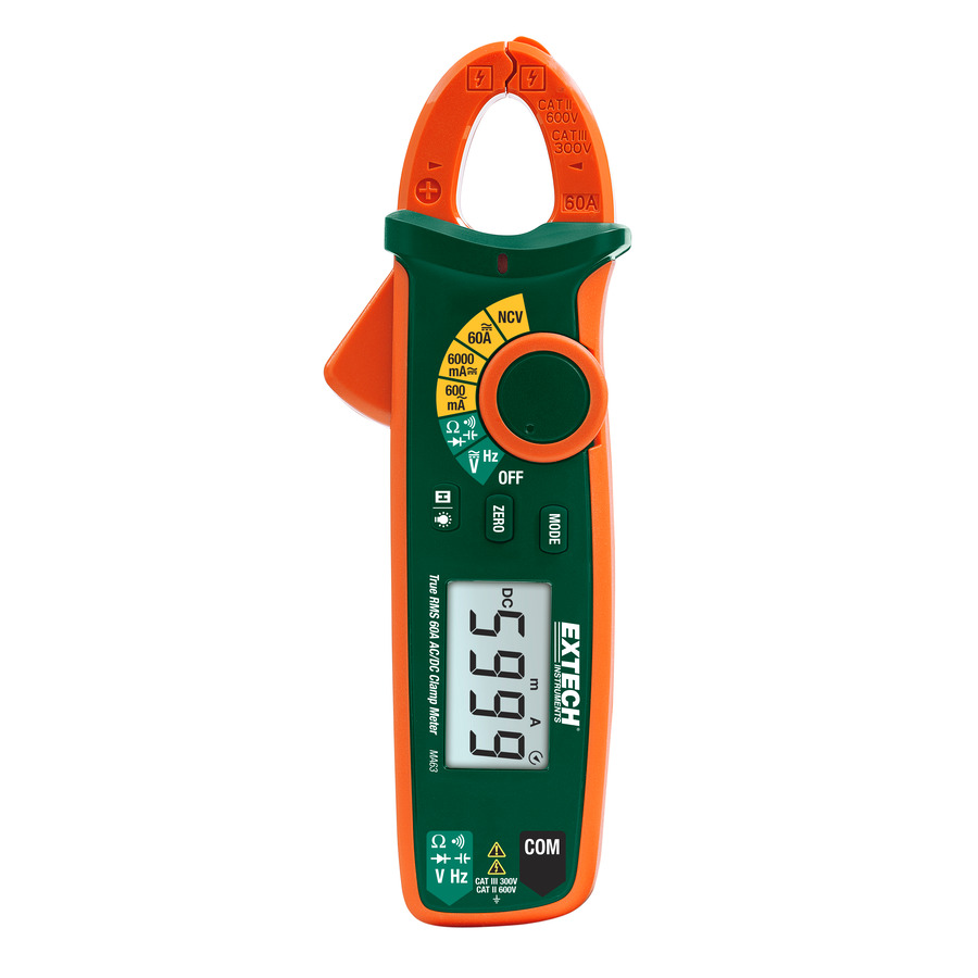 Extech MA63 Clamp Meter, AC/DC , Non-Contact Voltage Detector, Compact, True RMS, 60A, .7" Jaw