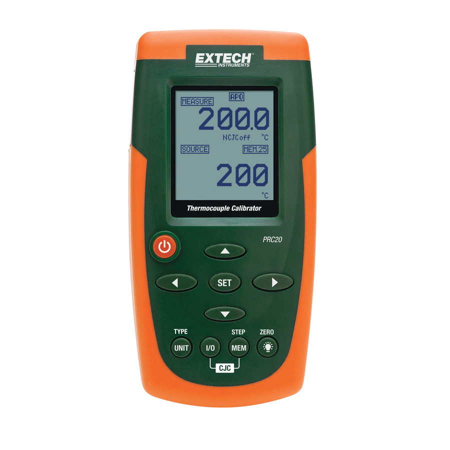 Extech PRC20 Microprocessor Calibrator, Thermometer, 8 thermocouple types, Lab & Field Calibration