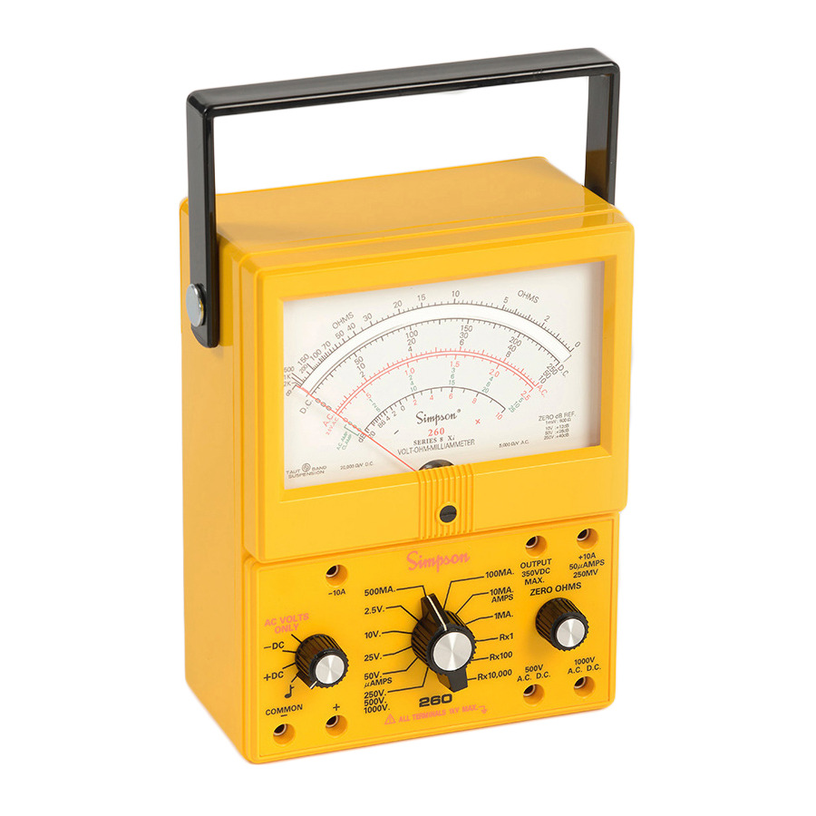 Simpson Electric 12396 Analog Multimeter, 260-8XPi VOM, Zero RFI Emission, Enhanced Visibility Yellow Case