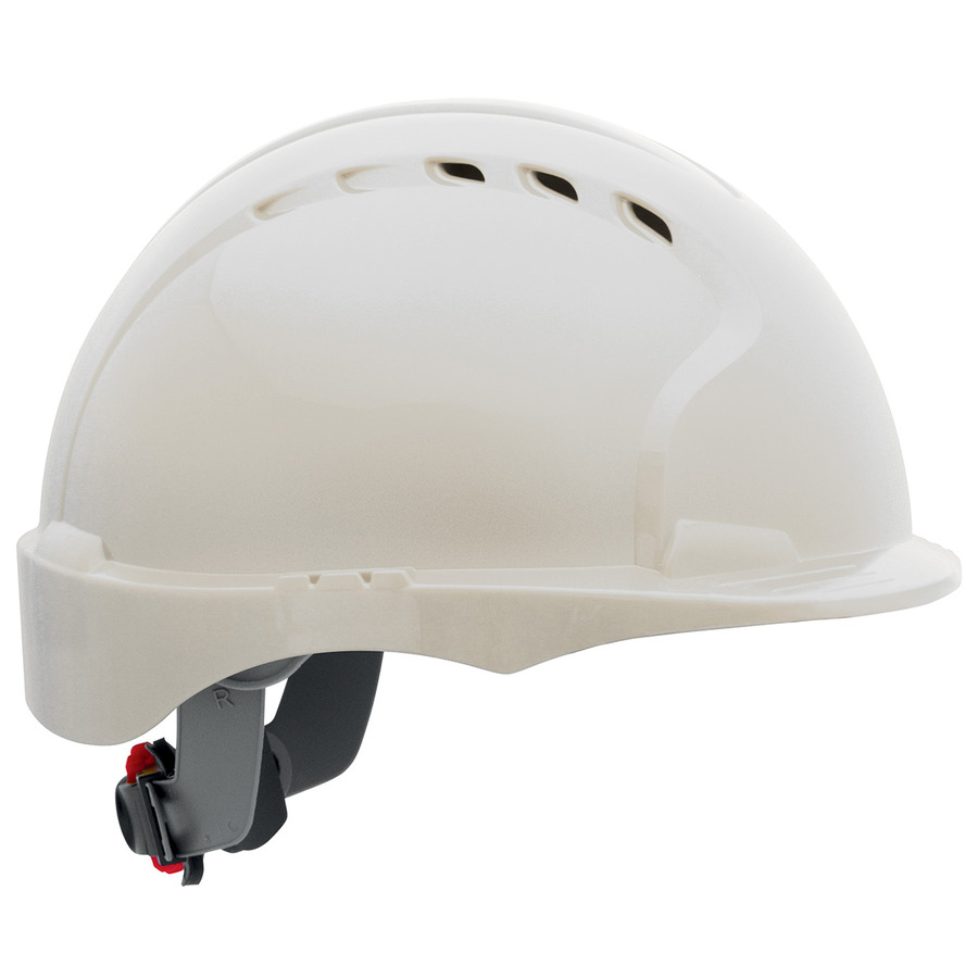 JSP 280-EV6151SV-10 Short Brim Hard Hat, Vented, HDPE Shell, Wheel Ratchet Adj.