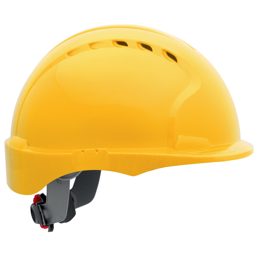 JSP 280-EV6151SV-20 Short Brim Hard Hat, Vented, HDPE Shell, Wheel Ratchet Adj.