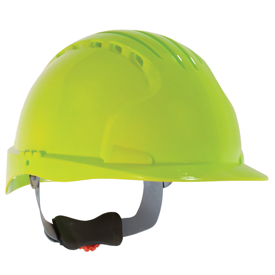 JSP 280-EV6151V-LY Standard Brim, Vented Hard Hat, HDPE Shell, Wheel Ratchet Adj.