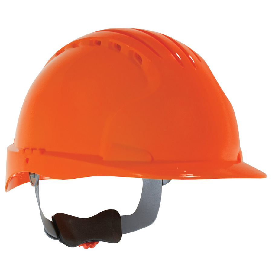 JSP 280-EV6151V-OR Standard Brim, Vented Hard Hat, HDPE Shell, Wheel Ratchet Adj.