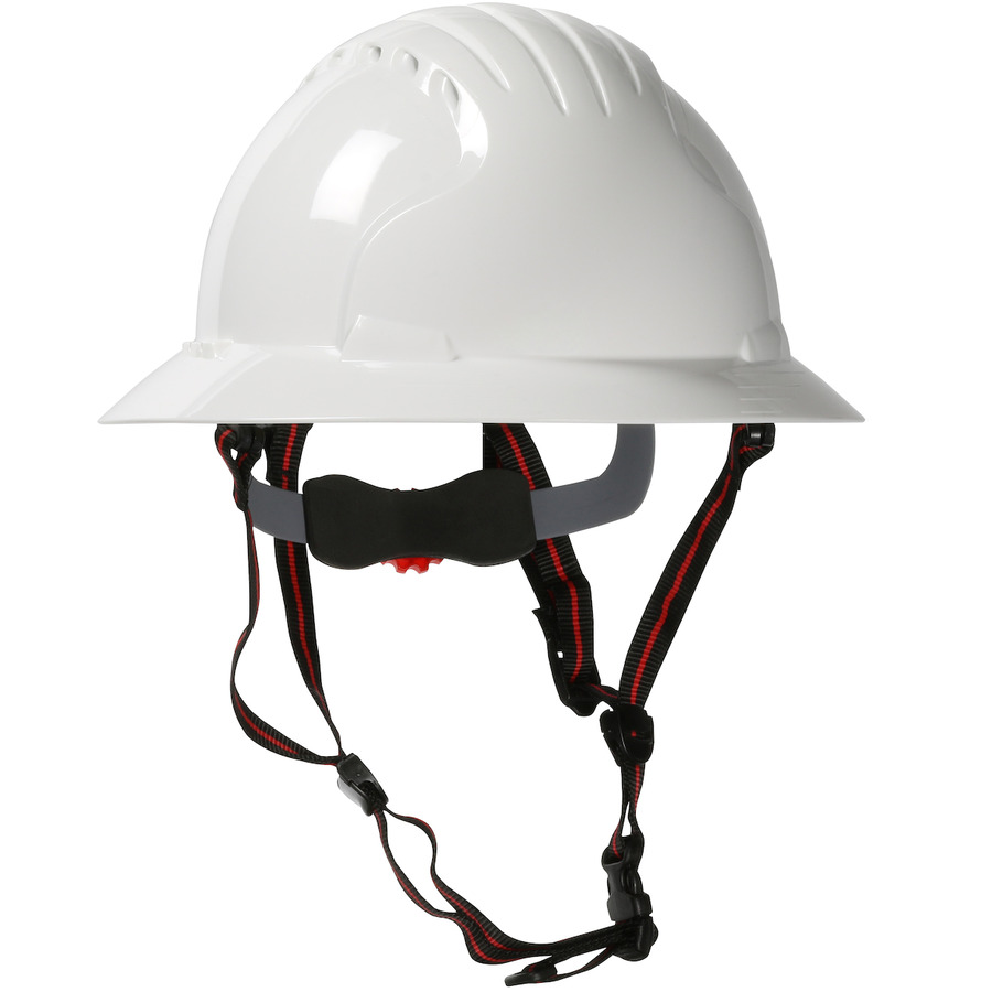 JSP 280-EV6161-CH-10 Full Brim Safety Helmet, HDPE Shell, 4-Pt Strap, Wheel Ratchet Adj.