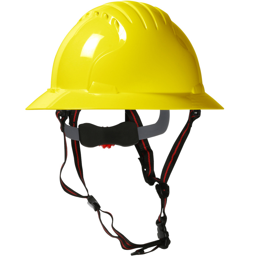 JSP 280-EV6161-CH-20 Full Brim Safety Helmet, HDPE Shell, 4-Pt Strap, Wheel Ratchet Adj.