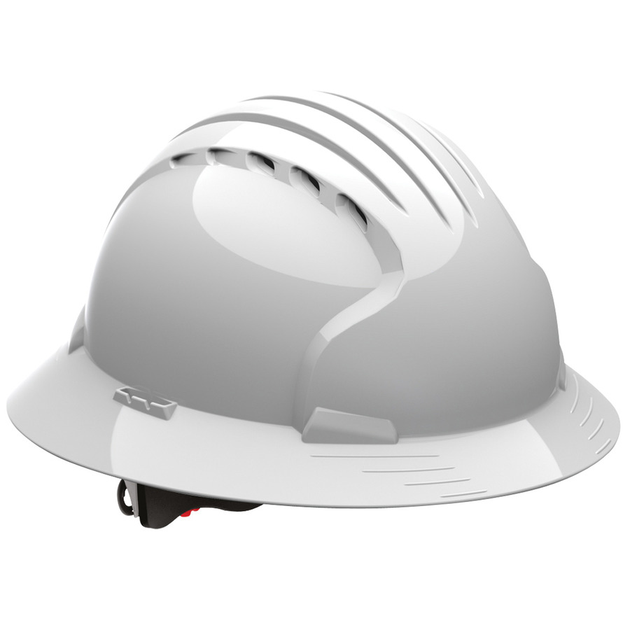 JSP 280-EV6161V-10 Full Brim Hard Hat, HDPE Shell, Vent, 6-Pt, Wheel Ratchet Adj.