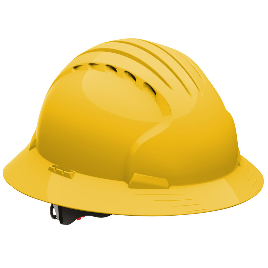 JSP 280-EV6161V-20 Full Brim Hard Hat, HDPE Shell, Vent, 6-Pt, Wheel Ratchet Adj.