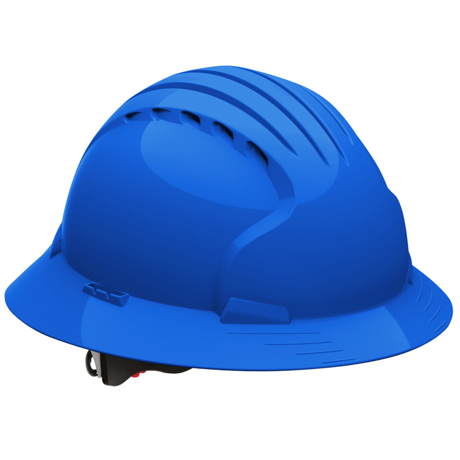 JSP 280-EV6161V-50 Full Brim Hard Hat, HDPE Shell, Vent, 6-Pt, Wheel Ratchet Adj.