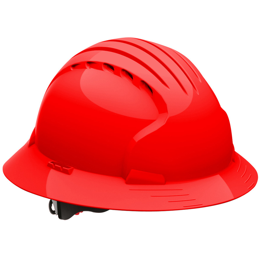 JSP 280-EV6161V-60 Full Brim Hard Hat, HDPE Shell, Vent, 6-Pt, Wheel Ratchet Adj.