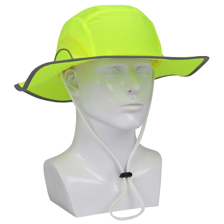 JSP 282-AFB375-LY Hi-Vis Ranger Style Bump Cap w/HDPE Liner, Adj. Back, Chin Strap, HardCap Series