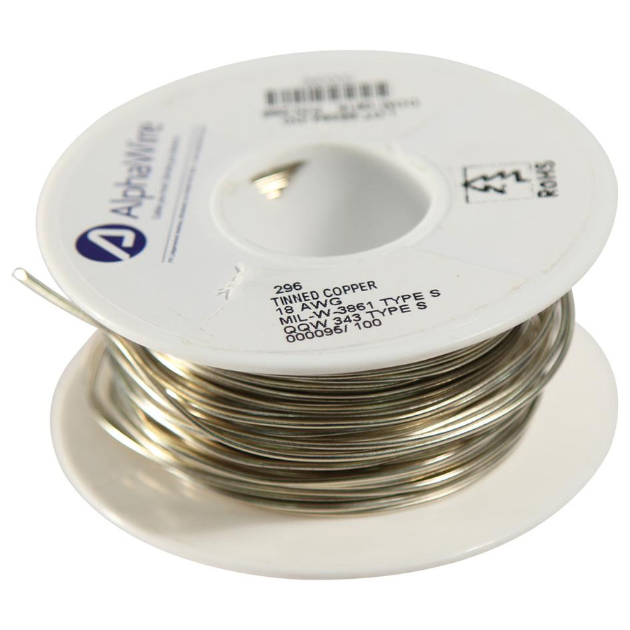 Alpha Wire 296-100' 296-100 BUSS WIRE 18AWG 100' ROLL ALPHA WIRE