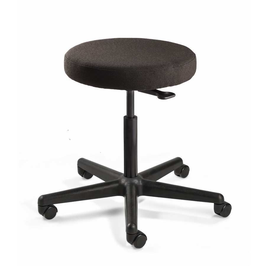 Bevco 3000-F-BLK-3850S/5 Fabric Stool ESD, Black Nylon Base, Mushroom Glides, Adj. Height, 17"-22", Versa Series