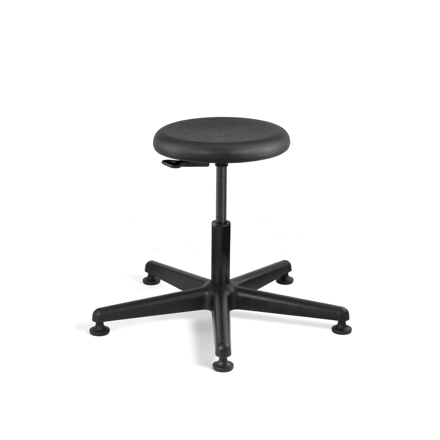 Bevco 3000-P Polyurethane Stool, Black, Nylon Base, Adj. Height 15"-20", Versa Series